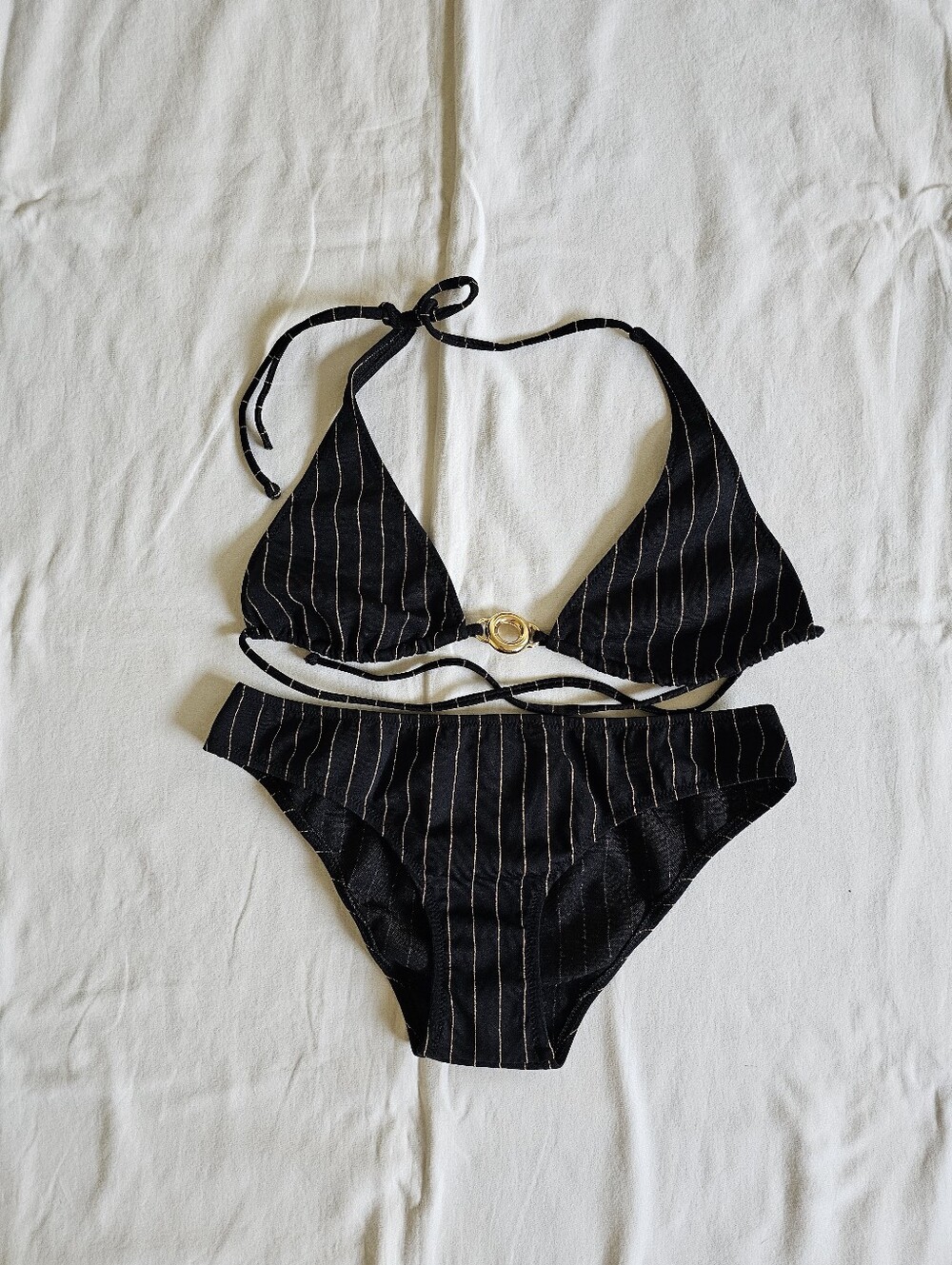 Calzedonia Black Triangle Bikini Set with Gold Accent